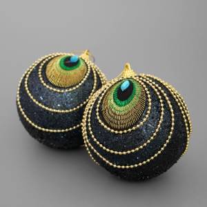 Ел.украшение шар Павлин 10 см (2 шт в упак) / ч32240