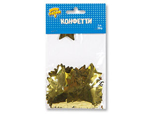 Конфетти "Звезды фольг.золото" 3 см. 20 гр.