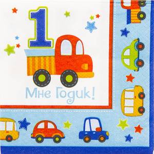 Салфетка "1-й ДР Мальчик" 25 см. 16 шт.