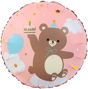 18" Круг, Мишка с кексиком, Розовый 27150