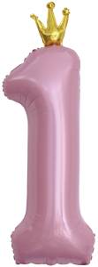 40" Цифра "1" Розовая, Золотая корона / Китай 131191