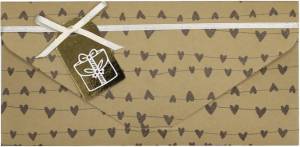 Конверт "Сердечки" крафт / БКР-00014