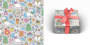 Бумага упак. Зимние единороги 70*100см /УБ-0650       