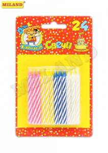 Свечи для торта разноцветные 24 шт