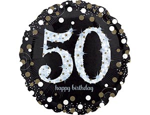 Шар HB Sparkling Birthday 50 gold (Анаграм) / 1202-2724