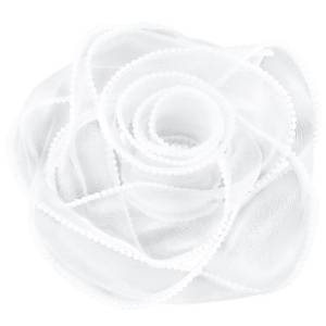 Лента Органза 4 см.*4,57 м. Белая с леской и бусинами / 6233772