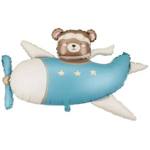 Мишка в самолете  Light Blue 44" ПД / Китай 1207-6827