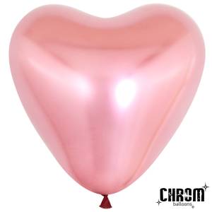 12" Сердце Хром Розовый (50 шт) / Китай 609005