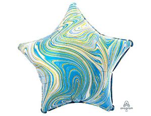 Шар 19" Звезда Мрамор Blue (Анаграм)/1204-1031