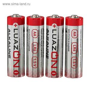 Батарейка алкалиновая LuazON, AA (4 шт.) / 1647489