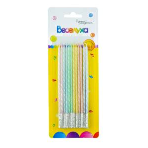 Свечи тортово-коктейльные Макаронс (ассорти) 15см, 12 шт./ 620200-12