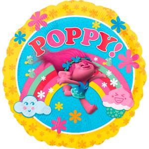 Шар 18"  Тролли Розочка желтый круг (Анаграм)