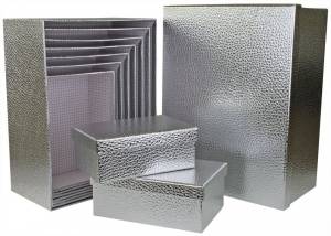 Коробка 33*27*14 см тестура кожи серебро