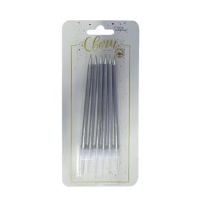 Свечи серебряные с держателями 6шт, 10см 183543