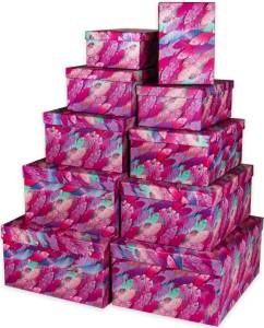 Коробка 35*28,5*15 см "Яркие перья"