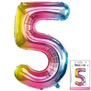 Цифра "5" Радуга нежный градиент 40"/ Китай 190019-5