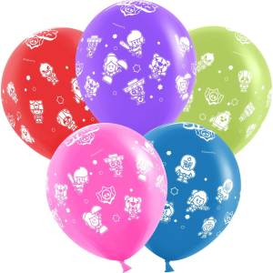 12" Brawl Stars, Звездные бойцы, дизайн №3, ассорти пастель (Китай)/ 25 шт 501542