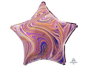 Шар 19" Звезда Мрамор Purpl (Анаграм)/1204-1032