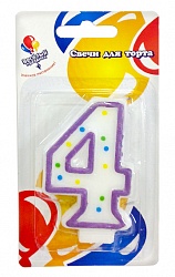 Свеча для торта Цифра классика "4"