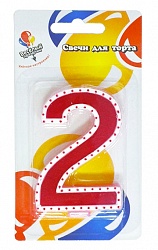 Свеча для торта в белой окантовке "2"