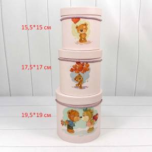 Коробка 15,5*15 см "Мишки Тедди" розовый -720794/2