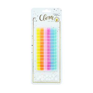 Свечи XL полоски ассорти с держателями 15 см, 12 шт / 620222