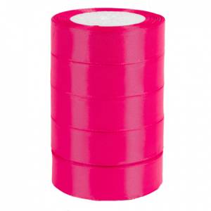 Лента атлас ярко-розовая 25 мм*22,85 м в уп. (5 шт.) / 4886608