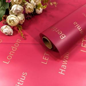 Пленка матовая Золотое тиснение/Вишневый 0,58*10м./001356/6