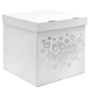 Наклейка" С Днем Рождения!" (сердца и звезды) белая 28*37 см/2020-3