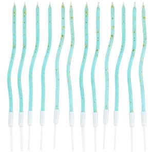 Свечи "Волна" голубые искры с подст. 13 см 12 шт. / 1502-6690