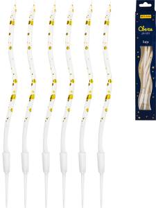 Свечи для торта на подставках "Сияние" 0.4*12+4 см, 6 шт, белые/С-2052