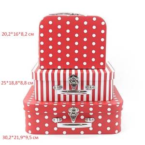 Коробка 30,2*21,9*9,5 см "Горох и полоска" с метал ручкой / 19201-МВ