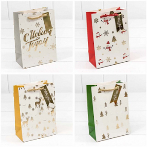 Пакет подарочный "Новый год" микс 26*32*13см/300382С