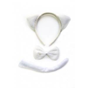 Набор "Кот" Белый (ободок,бант,хвост) / 1707243
