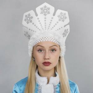 Кокошник "Вьюга" с серебр. снежинками / 3613309