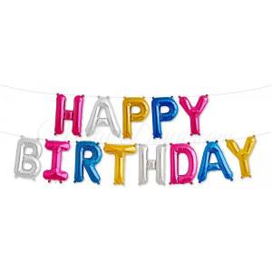 Набор шаров-букв Happy Birthday ассорти