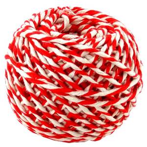 Шнур хлопковый бело-красный 2 нити/50 м (Россия)