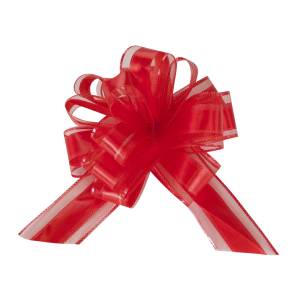 Текстильный бант-шар Широкая полоса, Красный 5 см./6231137