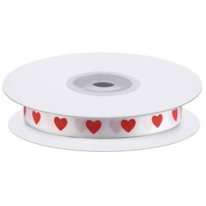 Лента декоративная Сердечки, белая 1*22,85 см./LD127