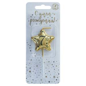 Свеча-звезда "7" Золото 9 см./0907