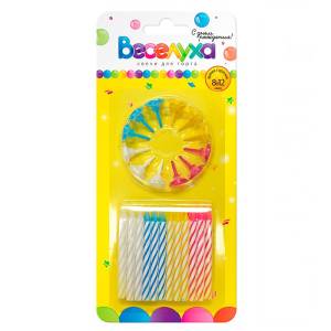 Свеча д/т Ассорти с держателями / 24 шт. 6см /620003