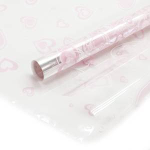 Пленка Сердечки Lamour белый/розовый  70см*8 м./73155