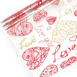 Пленка упаков Любовь (ажурные сердца) красный/золото 0,7м*8м/73009