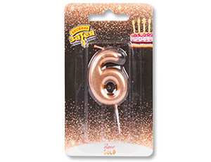 Свеча -цифра "6" Розовое золото 4,5 см/1502-3006