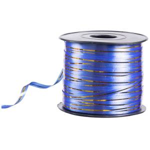 Лента c золотой полоской 5 мм*230 м Синяя / 1302-1557