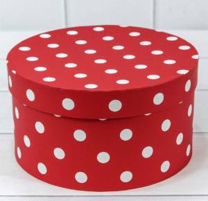 Коробка цилиндр 17*9 см "Горох" красный