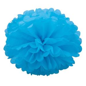 Помпон из бумаги 20 см голубой
