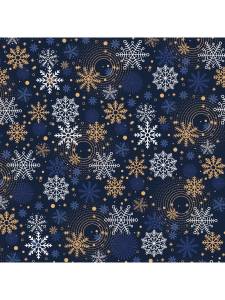 Бумага упак. "Новогодние снежинки на синем" 70*100 см (10 листов) УБ-4332