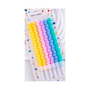 Свечи для торта "Пузыри" (Пастель разноцветная) с держателями 6 шт, 12 см / 191999