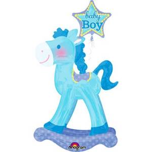 Лошадка качалка голубая (ходячий шар)